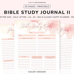 Bible Study Planner Template - Planner Printable, Prayer Journal, Christian Planner, Bible Study Journal, Bible Journal, Happy Planner