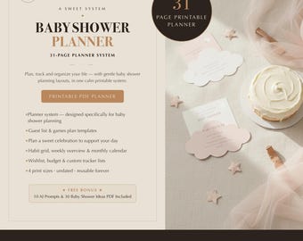 Baby Shower Planner Printable | Guest List, RSVP Tracker and Games Plan with Vendor Budget, Countdown Timeline and Thank You Cards