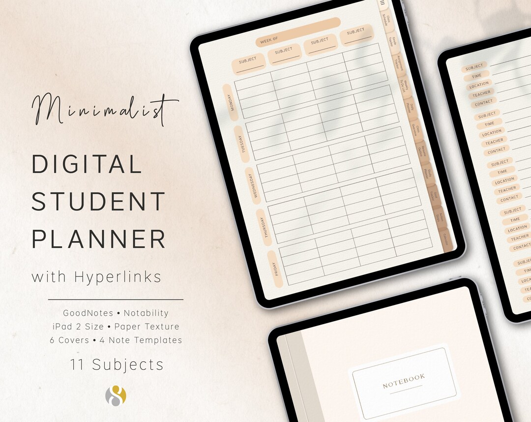 Digital Student Planner for iPad - Beige Color, Goodnotes, Notability ...
