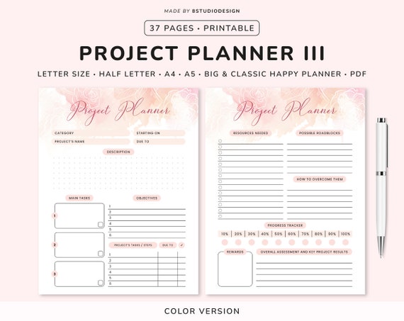 Project Planner Printable Productivity Planner, Project Management