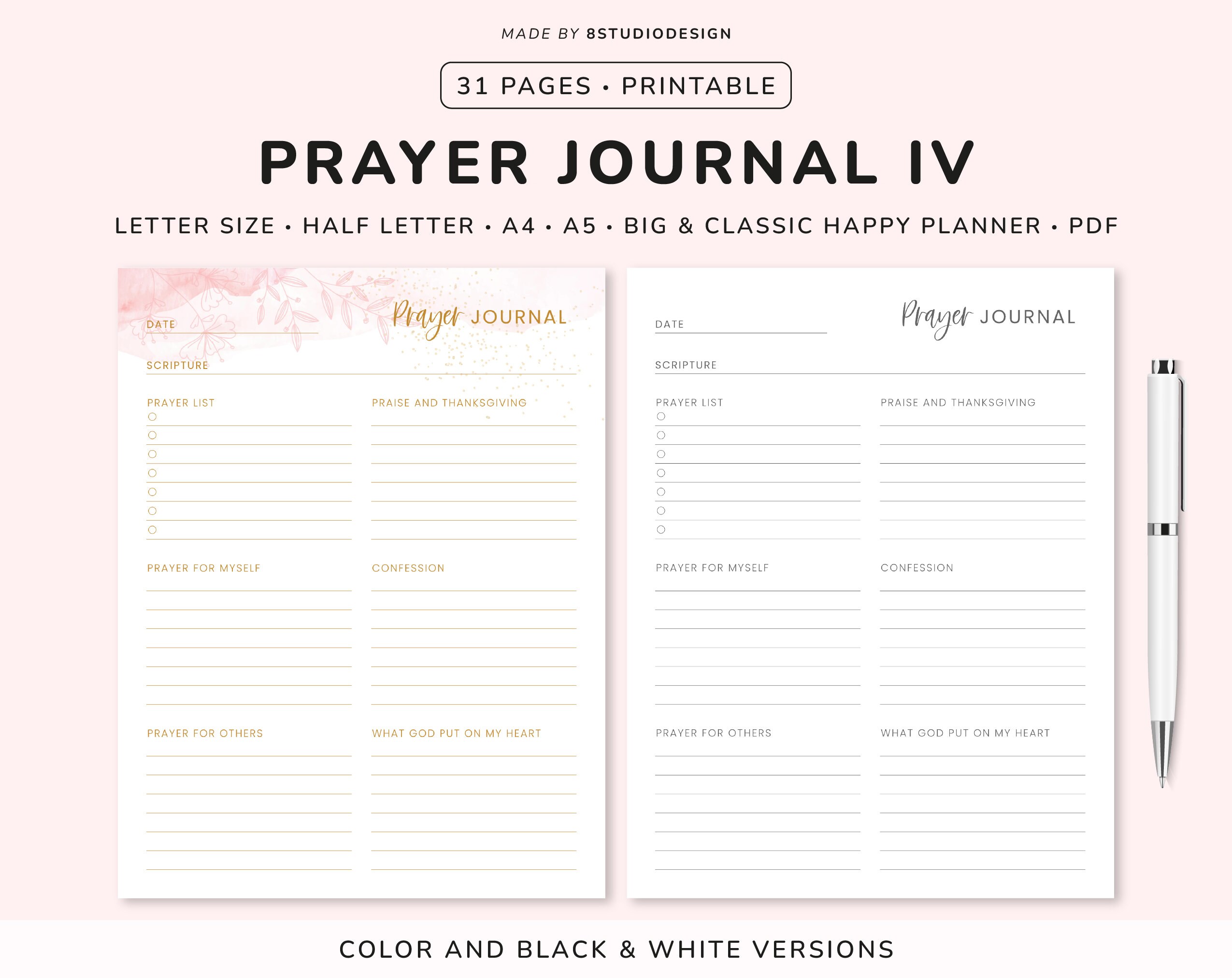 Prayer Journal - Planner Printable, Bible Journaling, Bible Study ...