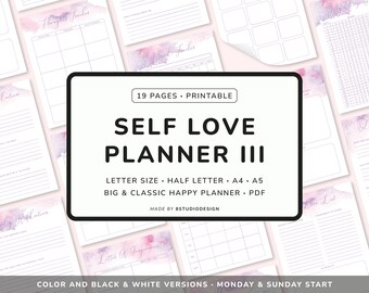 Self Love Journal - Planner Printable, Wellness Journal, Self Care Inserts, Mindfulness Workbook, Self Growth Journal, Emotions Journal