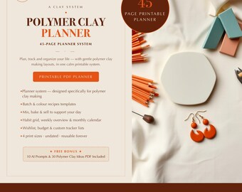 Polymer Clay Planner Printable | Clay Batch Log and Color Recipe with Bake Test Tracker, Inventory and Pricing for Your Etsy Shop