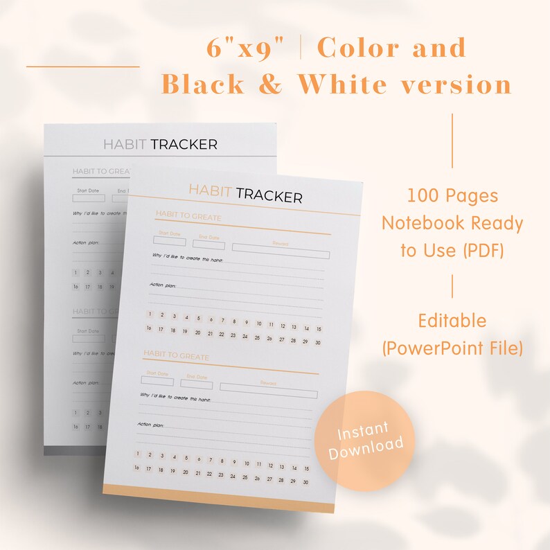 Habit Tracker Planner Template - KDP Interiors Editable, Printable PDF ...