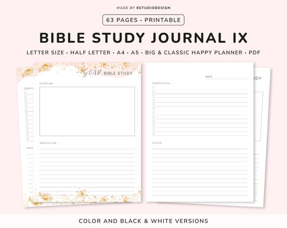Bible Study Planner Printable, Prayer Journal, Christian Planner, Bible  Study Journal, Bible Journal, Half, A5, A4, Letter, Happy Planner 