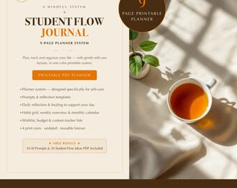 Student Planner Printable | Academic Productivity Planner | Undated Daily Weekly Monthly Study Schedule | College University High School