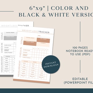 Weight Loss Tracker Planner Template - KDP Interiors Editable ...