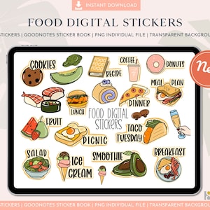 Food Digital Stickers - Digital Stickers for GoodNotes Planner, GoodNotes Stickers, Junk Food Digital Planner Stickers, Fast Food Clipart
