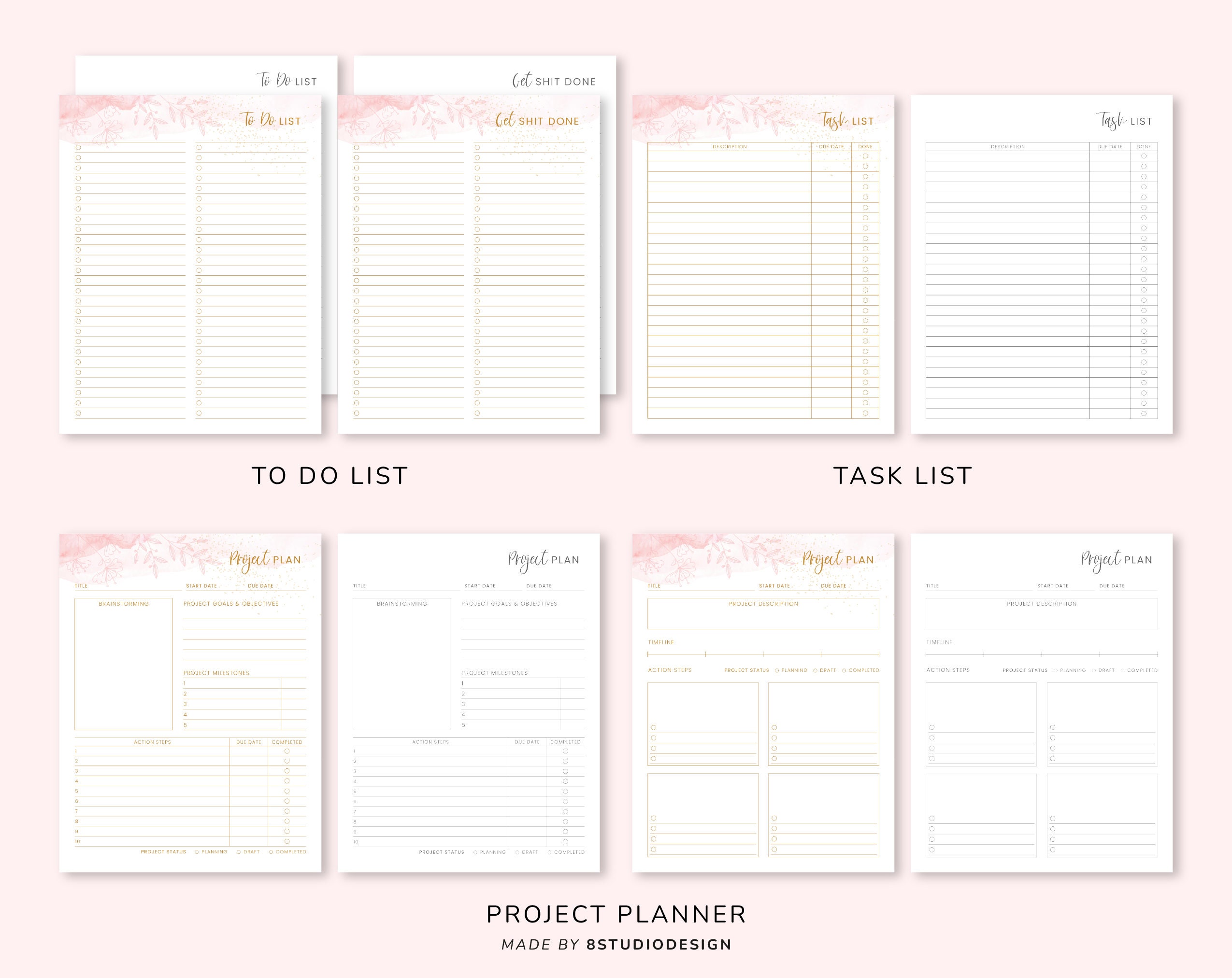 Productivity Planner Printable Daily Weekly Monthly Planner BUNDLE ...