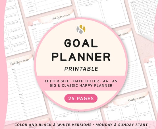Goal Planner Planner Printable Goal Digger Goal Tracker | Etsy