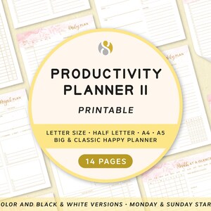 Productivity Planner Printable Daily Weekly Monthly Planner | Etsy