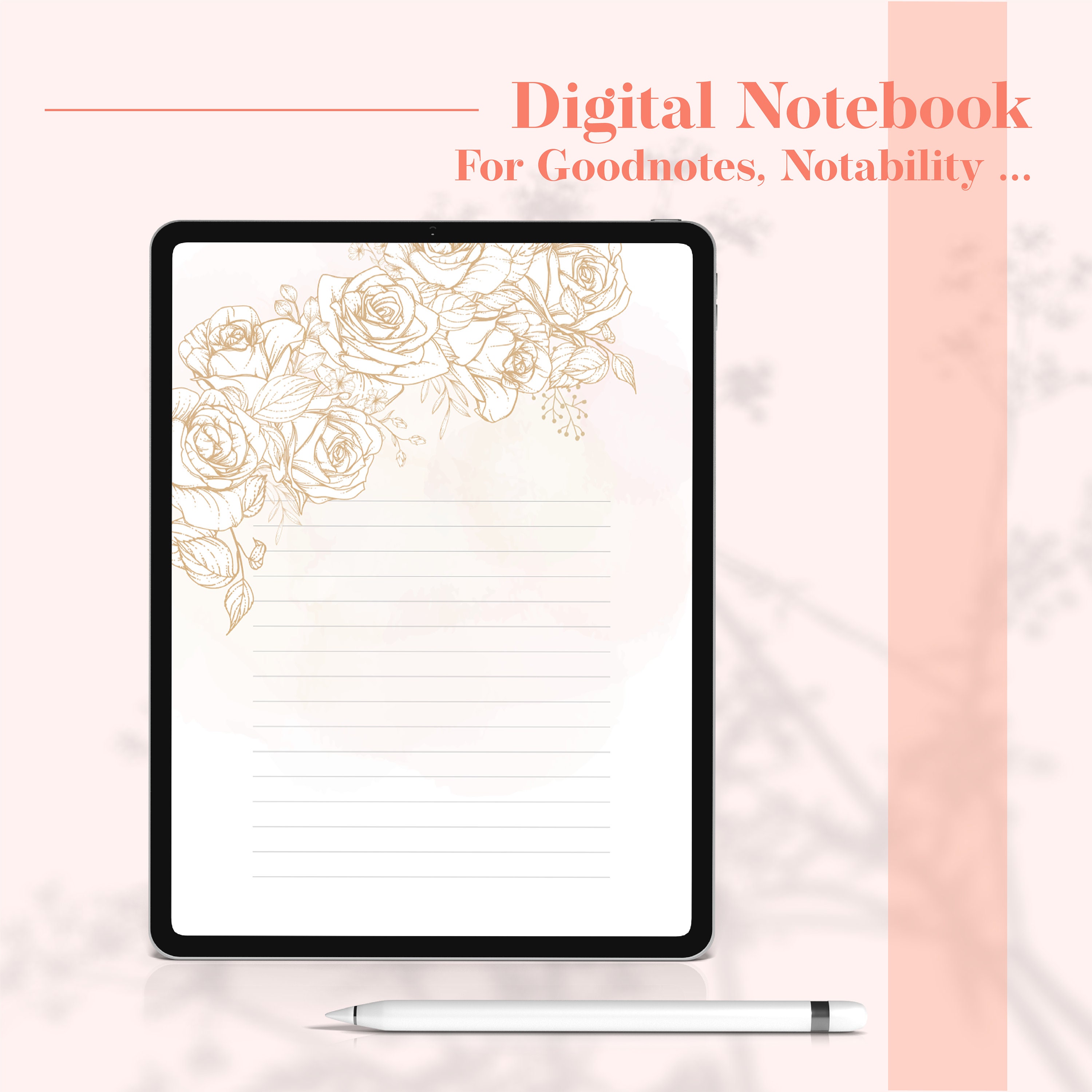 Rose Printable Stationery - Lined and Unlined - Printable PDF ...