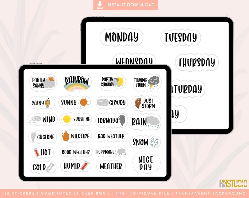 Weather Digital Stickers for Goodnotes Planner Goodnotes Etsy