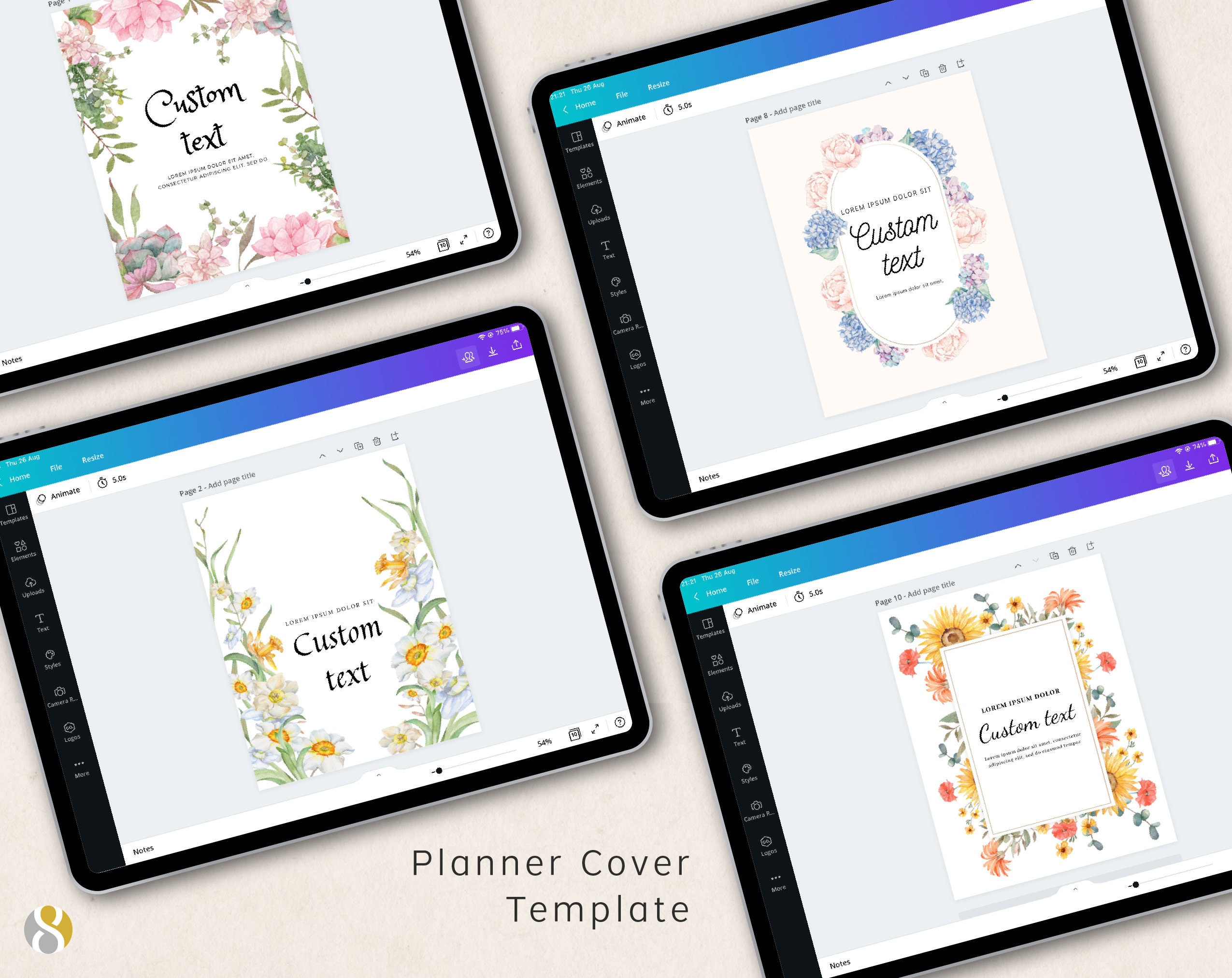 Editable Planner Cover 10 Canva Editable Covers for Digital Etsy