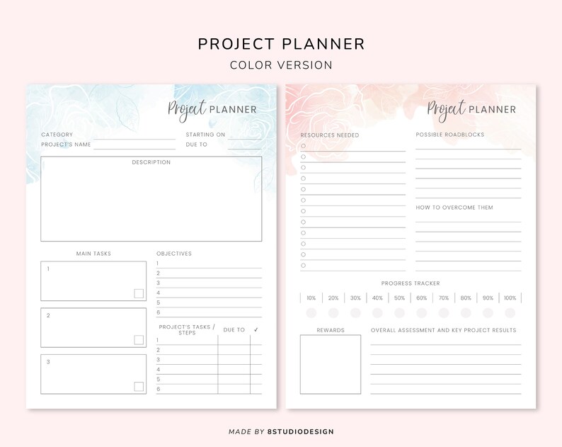 Project Planner Printable - Productivity Planner, Project Management ...