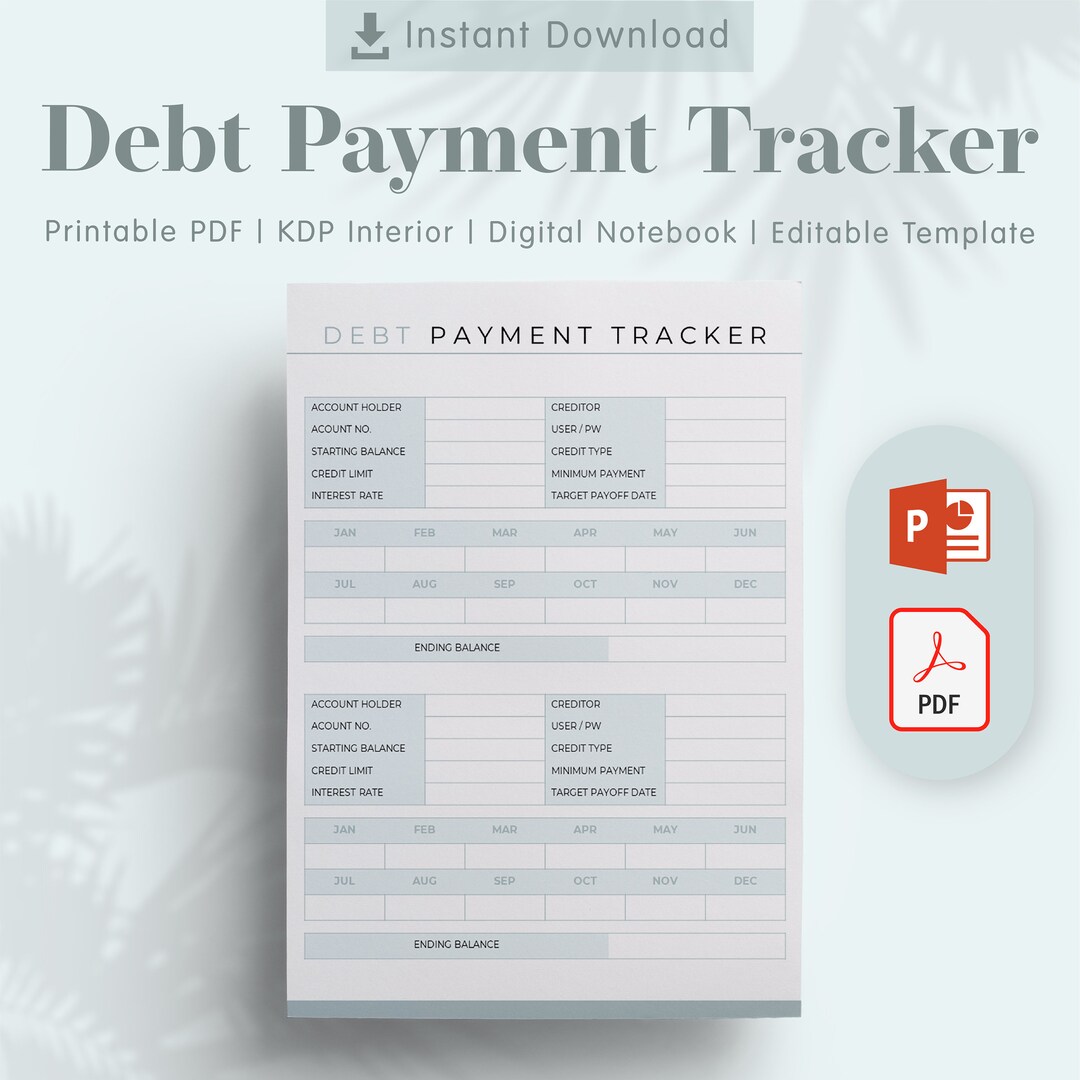 Debt Template.pdf Debt Payment Tracker Planner Template - KDP Interiors Editable ...