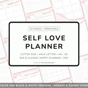Self Love Journal - Planner Printable, Wellness Journal, Self Care Inserts, Mindfulness Workbook, Self Growth Journal, Emotions Journal