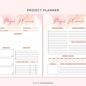 Project Planner Printable - Productivity Planner, Project Management ...