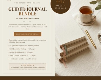 Guided Journal Bundle — 4 Printable Journals for Grief, Anxiety, ADHD & Shadow Work | 447 Pages · 4 Sizes | Instant Download