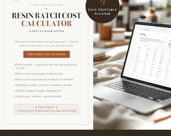 Resin Batch Cost & Quote Calculator, Craft Pricing Spreadsheet with Reject Costs and Deposit Planner, Excel XLSX