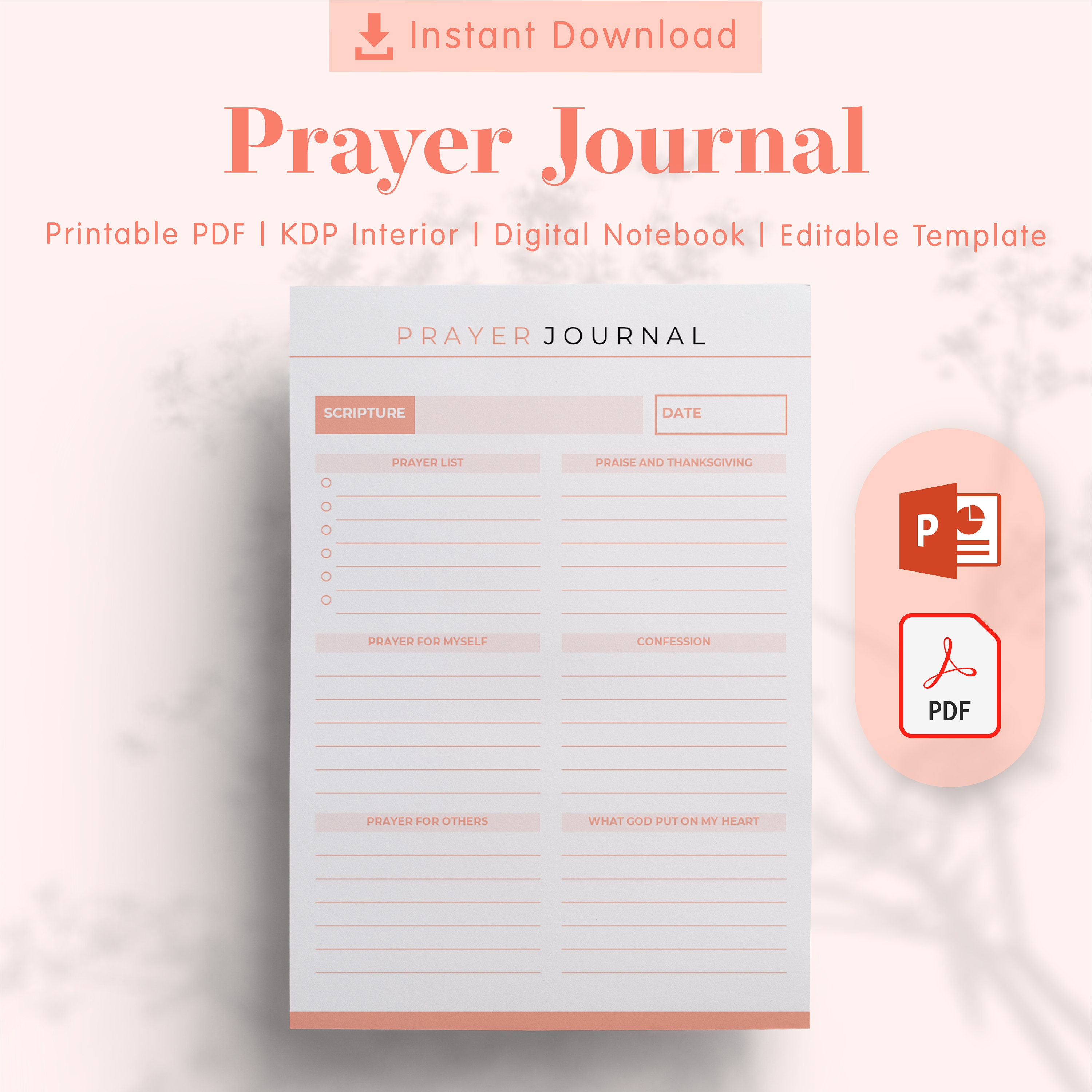 Prayer Journal Planner Template KDP Interiors Editable Etsy UK