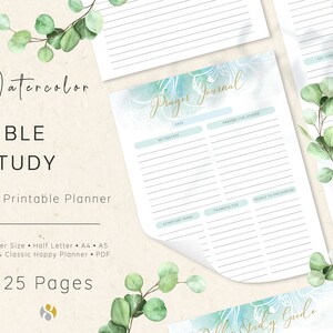 Bible Study Planner Template - Planner Printable, Prayer Journal, Christian Planner, Bible Study Journal, Bible Journal, Happy Planner