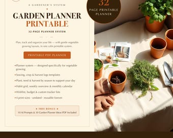 Garden Planner Printable | Vegetable Garden Log, Sowing Calendar, Crop Plan, Harvest Tracker & Companion Planting Guide