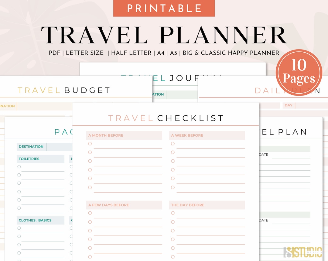 Travel Planner Printable Travel Planner Itinerary, Planner Template ...
