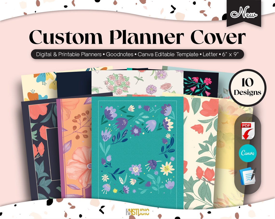 Editable Planner Cover 10 Canva Editable Covers for Digital Notebook