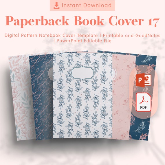 Paperback Book Cover 17 | 6x9+8.5x11 100Pages | Digital Pattern Notebook Cover Template | Printable and GoodNotes | PowerPoint Editable File
