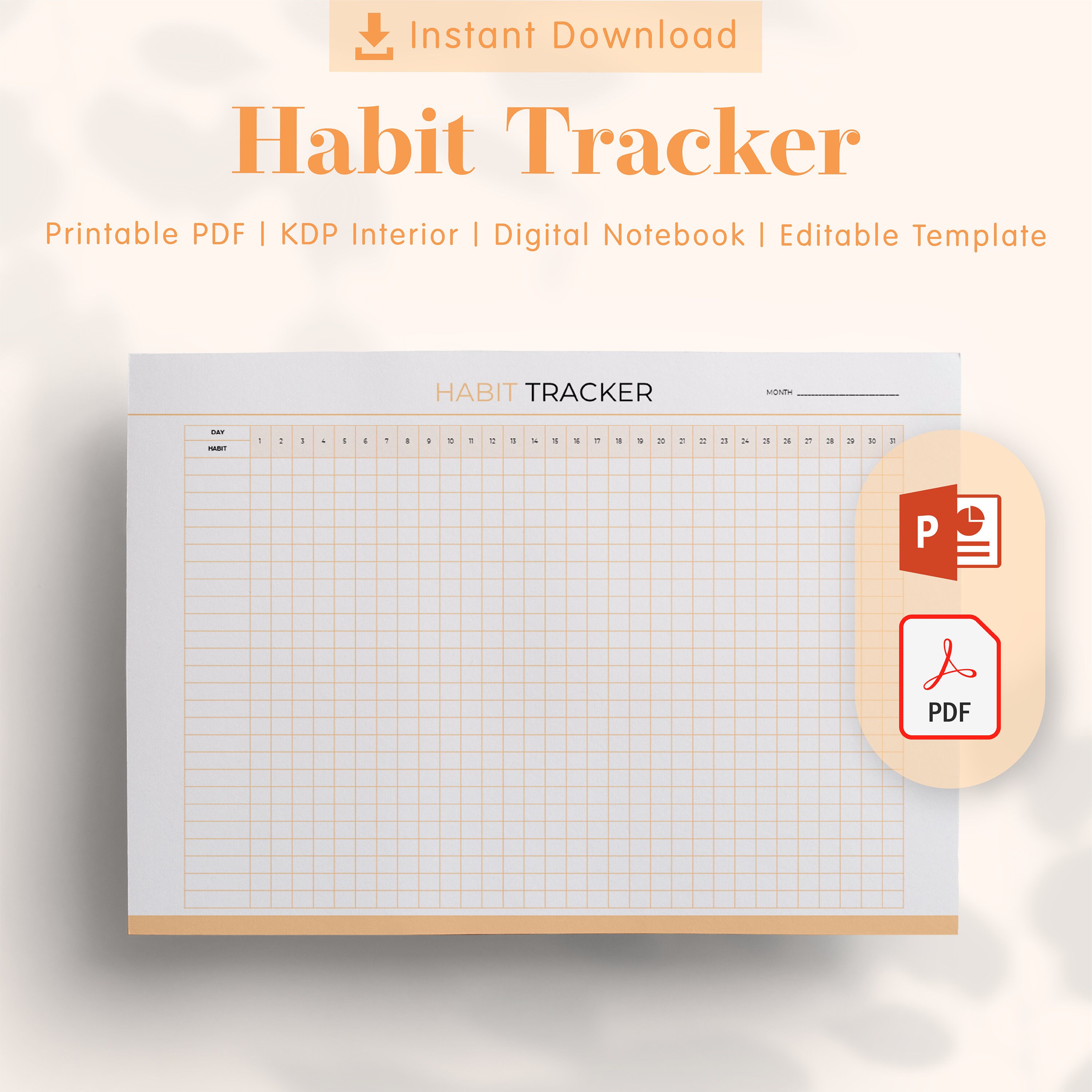 Habit Tracker Planner Template KDP Interiors Editable, Printable PDF ...
