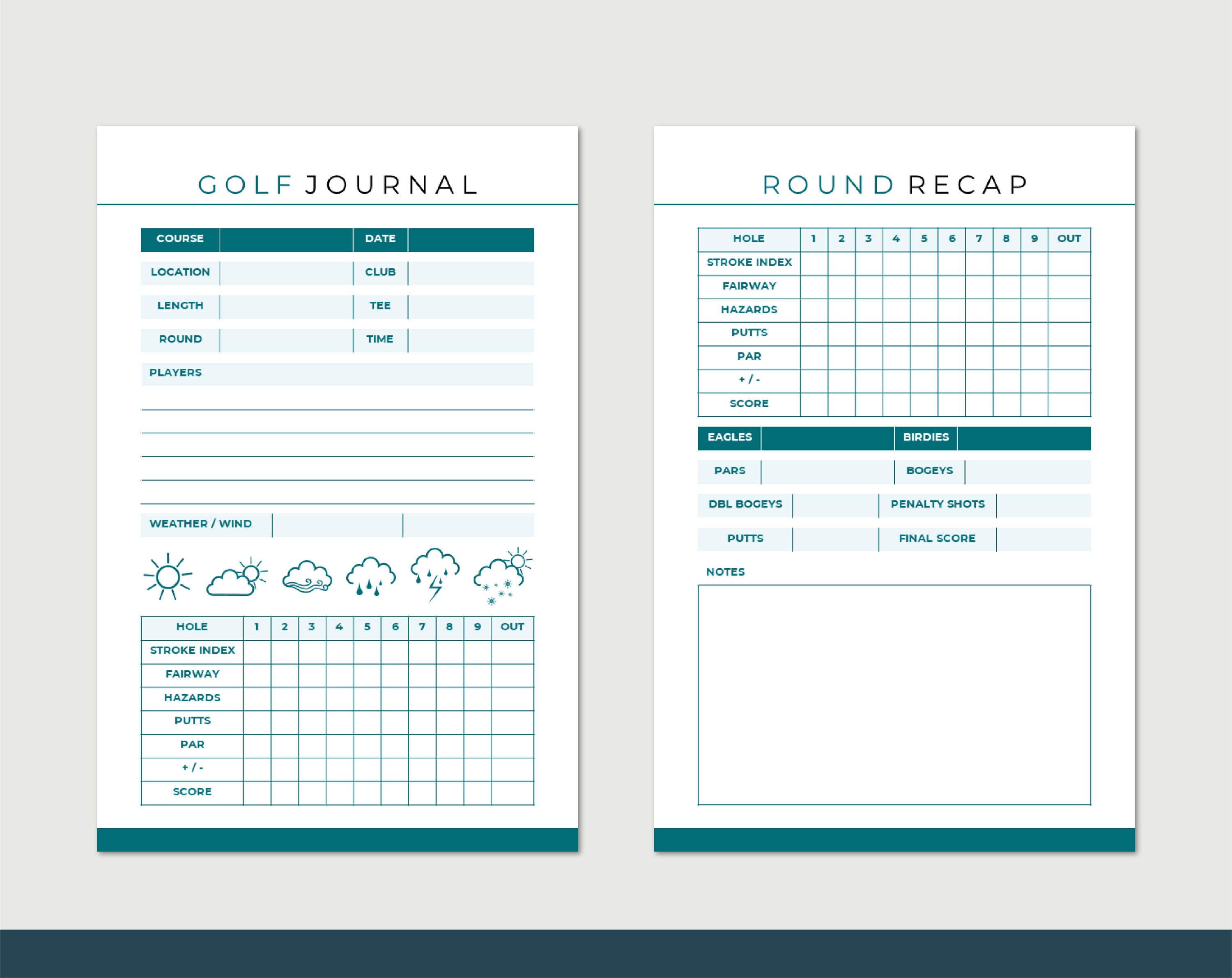 Golf Journal Printable PDF Powerpoint Editable Instant Etsy