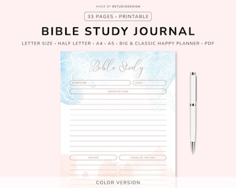 Plantilla de planificador de estudios bíblicos - Planificador imprimible, Diario de oración, Planificador cristiano, Diario de estudios bíblicos, Diario bíblico, Planificador feliz