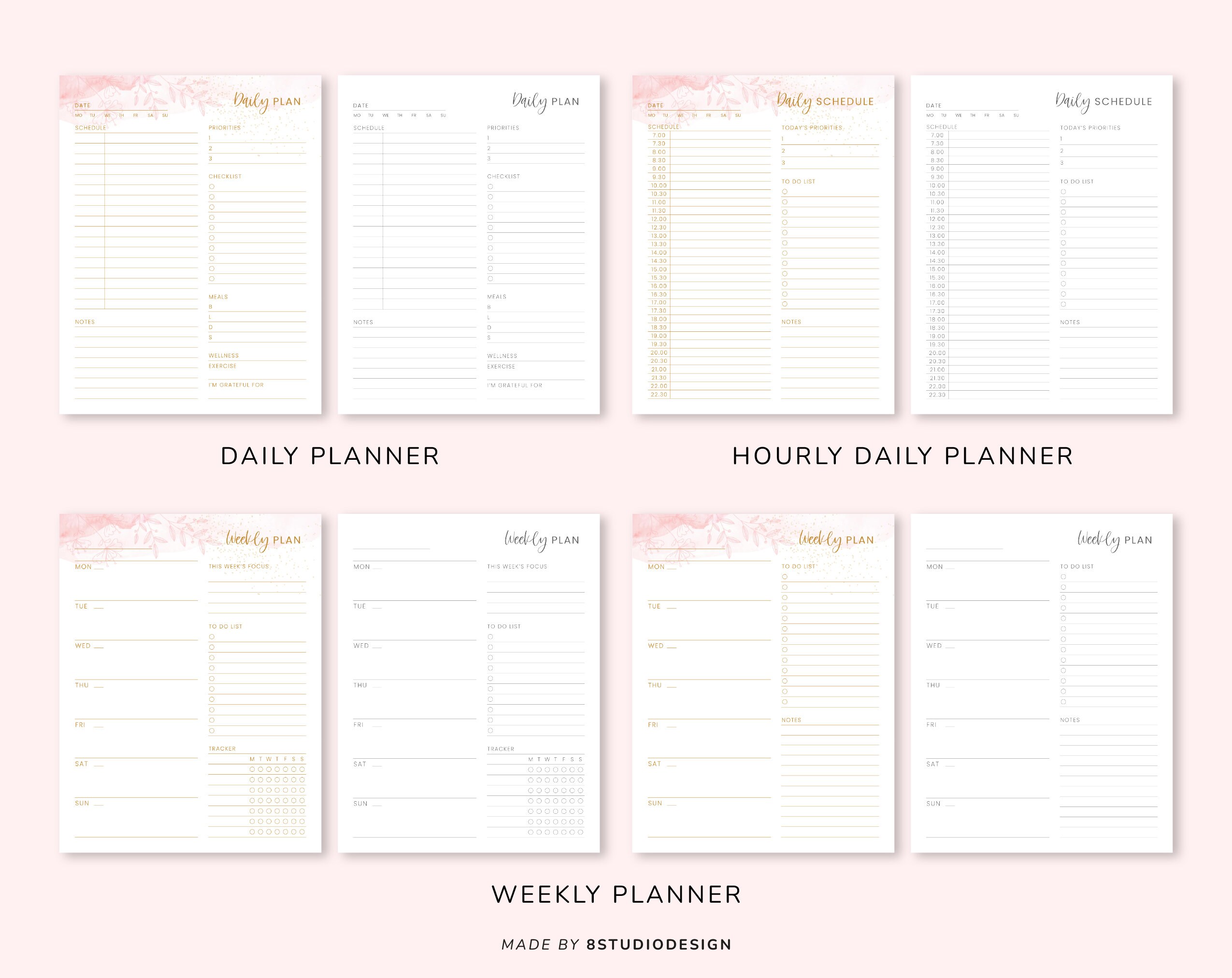 Productivity Planner Printable Daily Weekly Monthly Planner BUNDLE ...