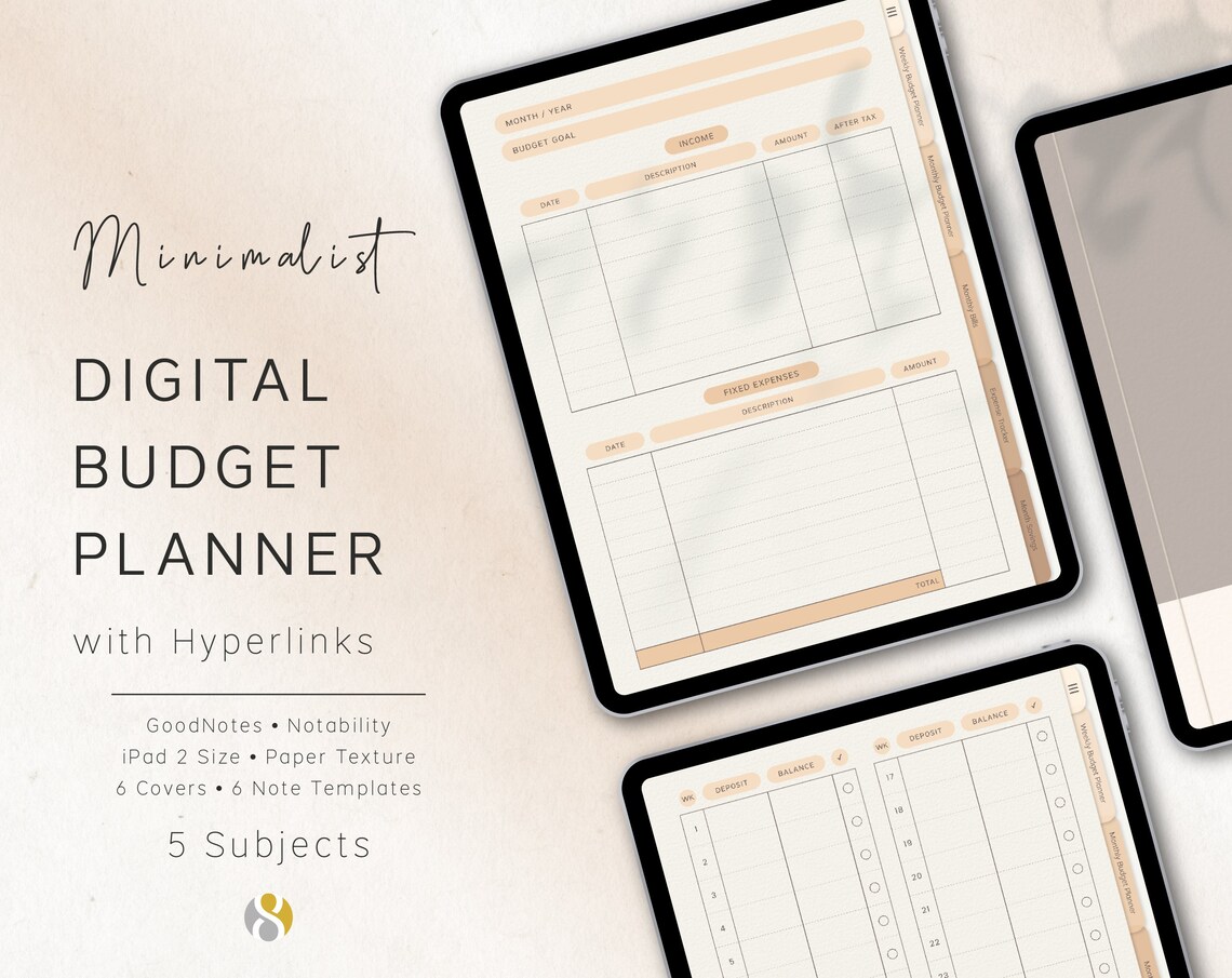Digital Budget Planner for iPad - Beige Color, Goodnotes, Notability ...