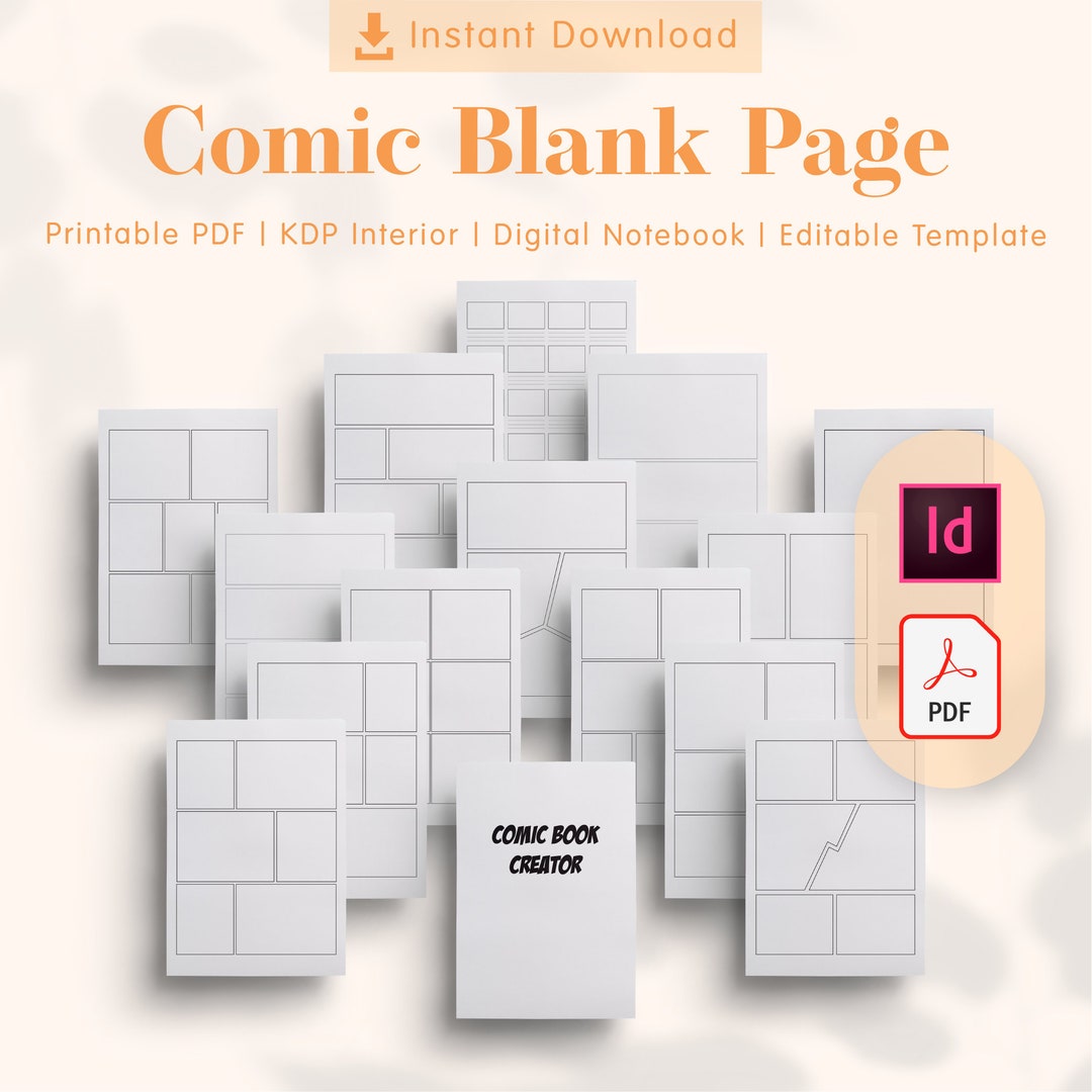Comic Blank Page Printable Template - KDP Interiors Editable, Printable ...