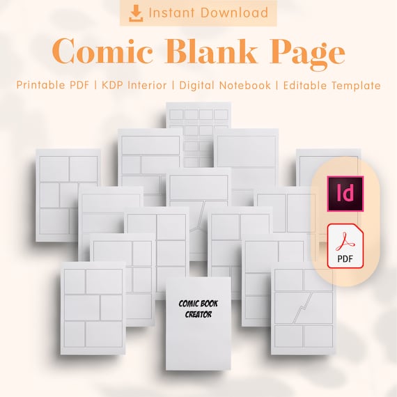 Comic Blank Page KDP Interior Template - Printable PDF for Low Content Book Publishing