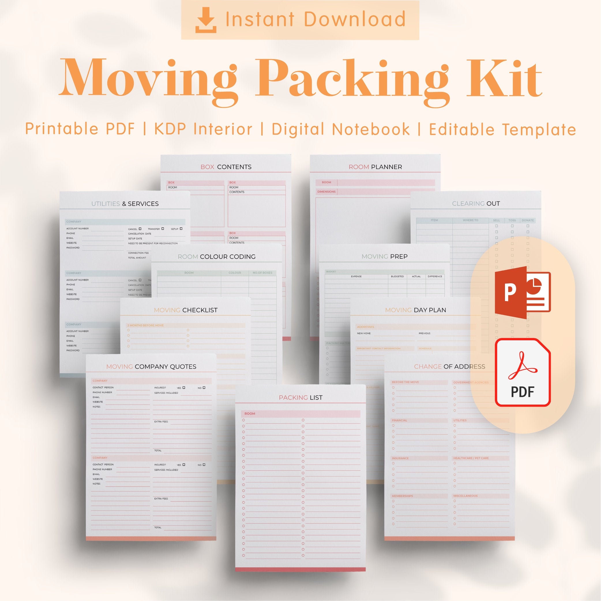 Moving Packing Kit Printable Template KDP Interiors - Etsy
