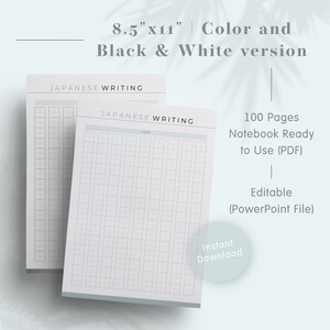 Japanese Writing Practice Printable Template — preview image 2 of 5.