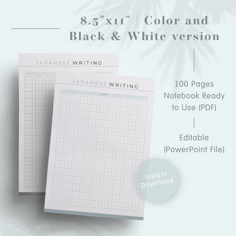 Japanese Writing Practice Printable Template — preview image 2 of 5.