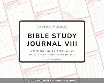 Bible Study - Planner Printable, Prayer Journal, Christian Planner, Bible Study Journal, Bible Journal, Half, A5, A4, Letter, Happy Planner