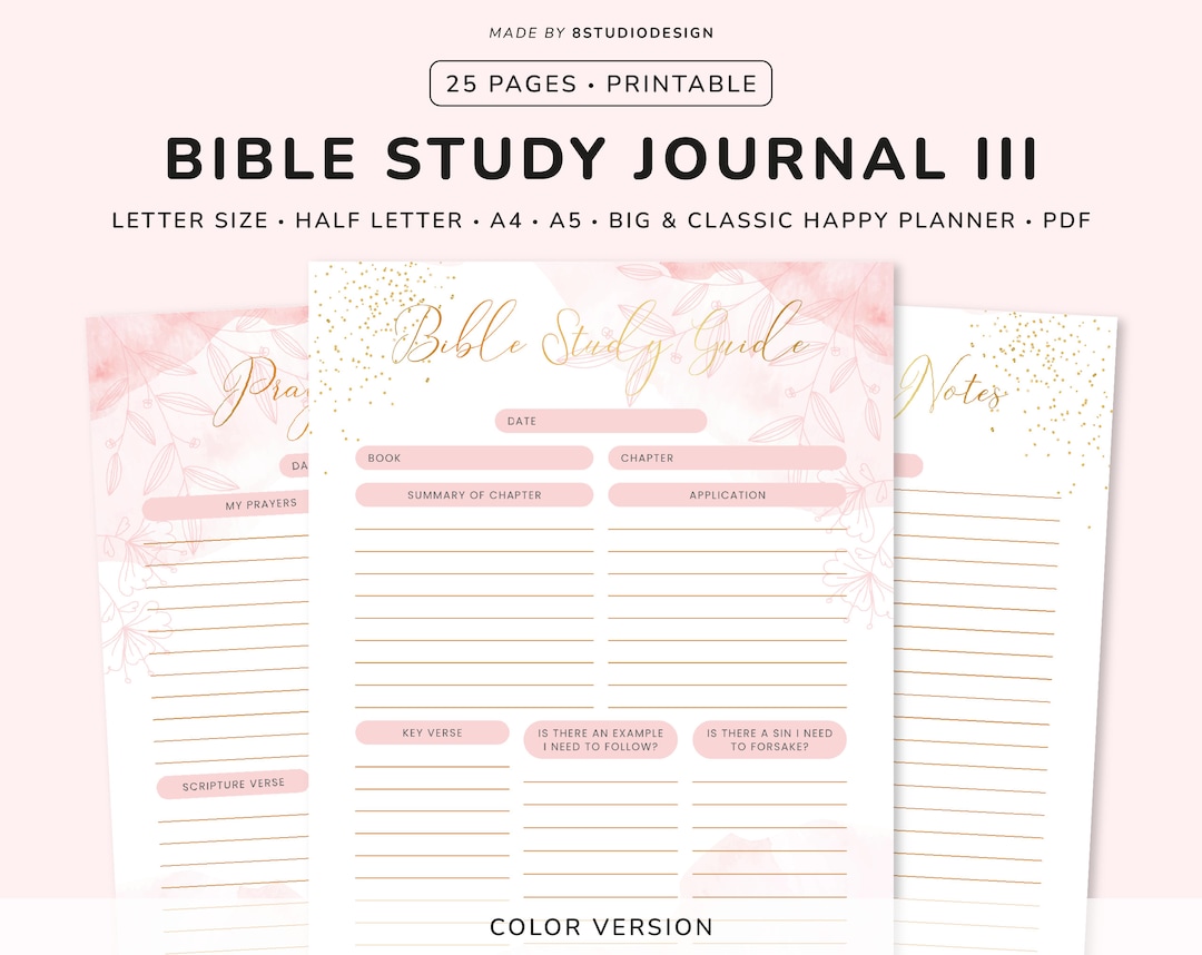 Bible Study Planner Template Planner Printable, Prayer Journal