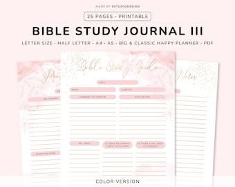 Plantilla de planificador de estudios bíblicos - Planificador imprimible, Diario de oración, Planificador cristiano, Diario de estudios bíblicos, Diario bíblico, Planificador feliz