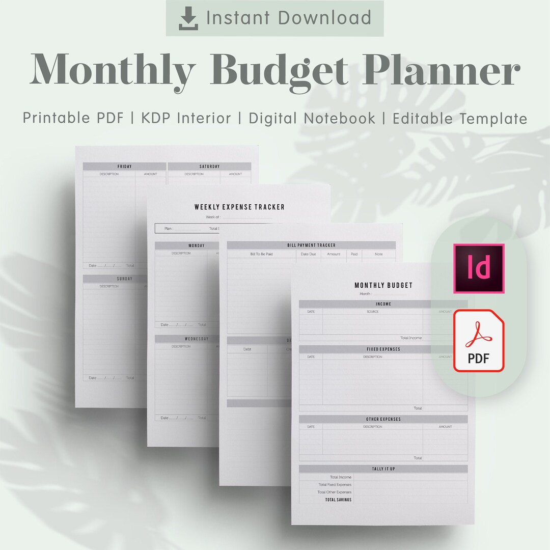 Monthly Budget Planner Template - KDP Interiors Editable, Printable PDF ...