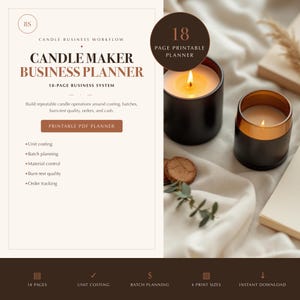 Candle Maker Business Planner | Costing, Batch Production, Burn-Test Quality & Orders | 18-Page PDF | 4 Sizes