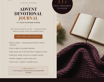 Printable Advent Devotional Journal, Christian Workbook for Women, Guided Reflection for Hope Peace Joy Love, Quiet Season Companion