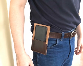 Full Grain Leather VersaCase Phone Holster for Belt and Backpack