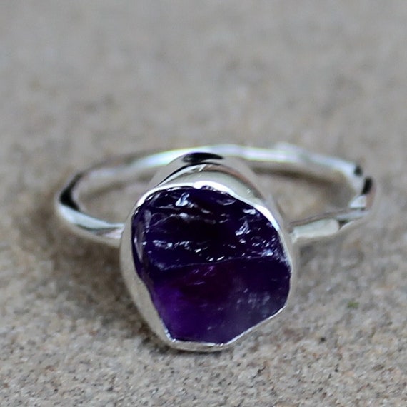 Rough cut amethyst sale ring