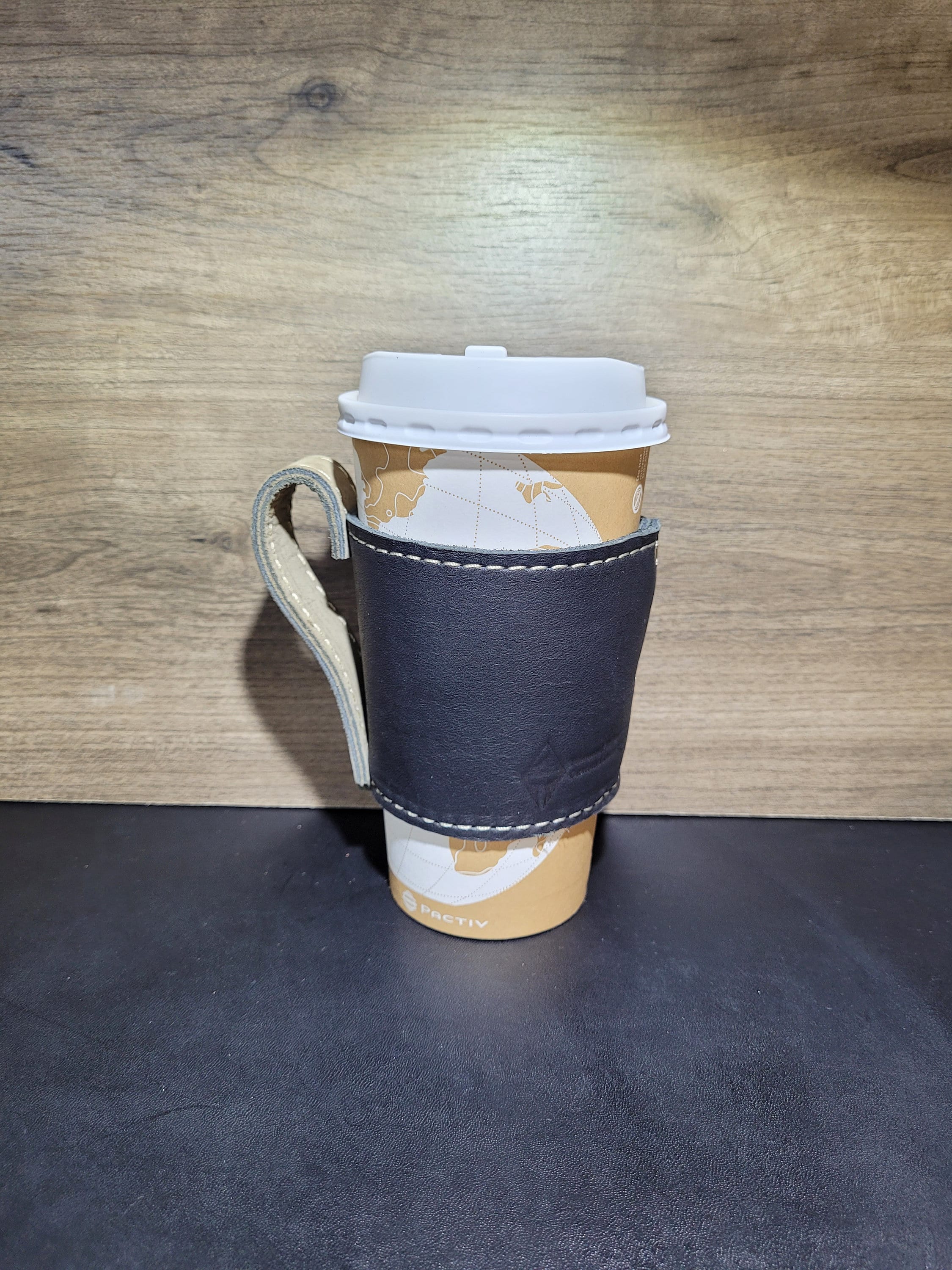 Leather Coffee Sleeve Reusable Cup Sleeve With Handle Coffee Etsy Canada
