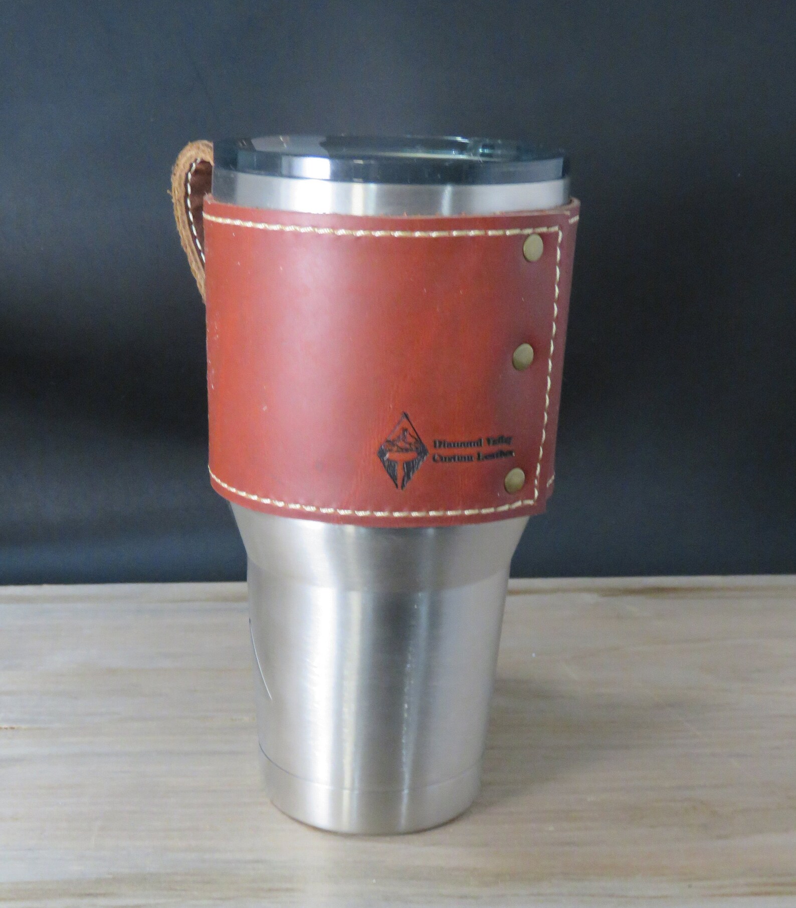 30oz Leather Beverage Holder Yeti Sleeve With Handle Tumbler Etsy